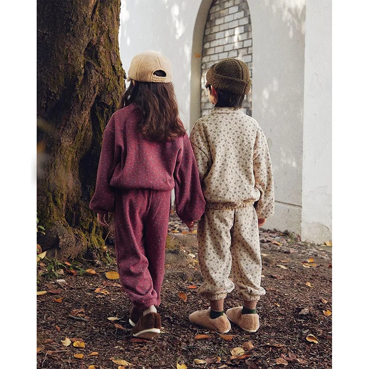 Freely Move 2022 Autumn New Kids Suit Fashion Floral Girls Set Korean Long Sleeve Top and Pant 2Pcs Casual Children Clothes