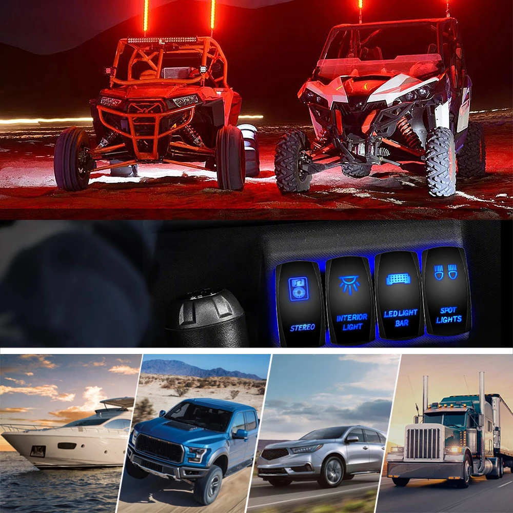 12V 24V Car Boat Rocker Toggle Switch Waterproof ON/OFF 5 Pin Latching Marine Push Button LED Light Bar FOG REAR SPOT Lights - купить по