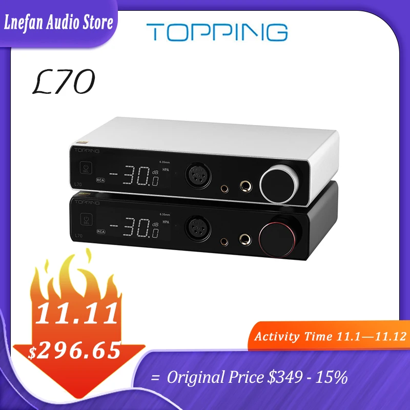 

Topping L70 NFCA Headphone Amplifier Full Balance AMP HIFI 4.4 6.35mm 4Pin XLR 7500mW High Power With Preamplifier Output