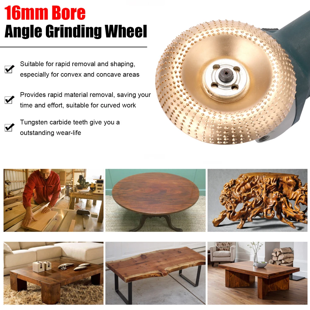 

New 2PCS 100mm Wood Shaping Disc Grinding Wheel Rotary Disc Sanding Polish Wood Carving Disc Tools For Angle Grinder 4inch Bore