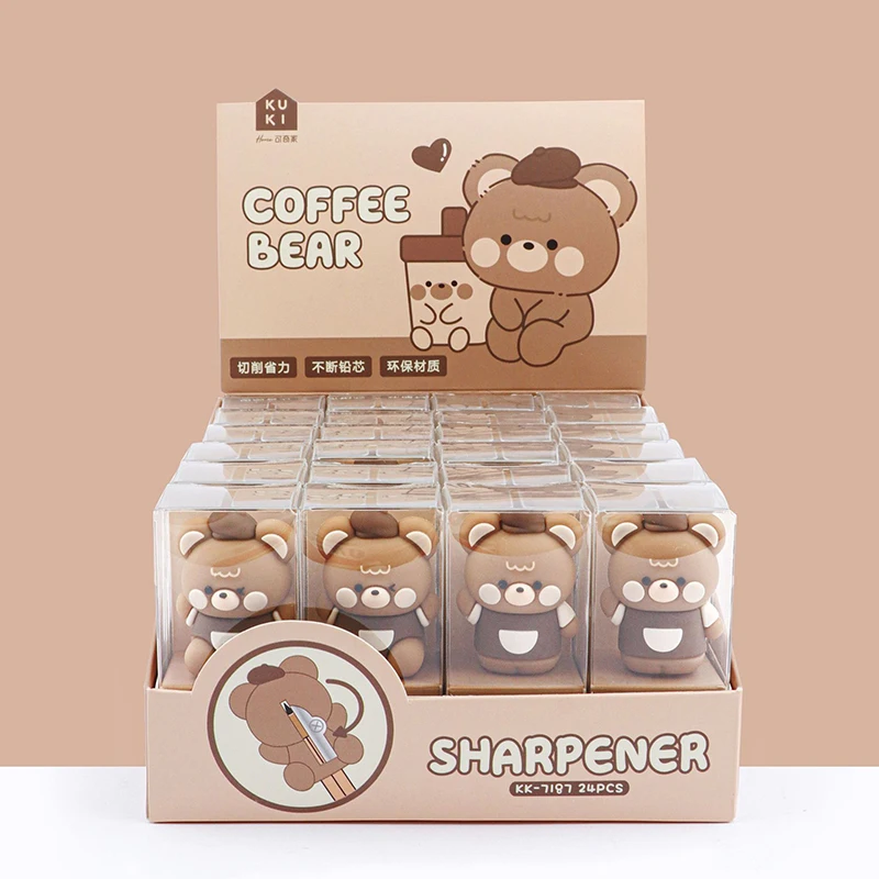 

Kawaii Bear Pencil Sharpener Manual Single Hole Pencil Cutter Korean Stationery Kids Gifts Office Supplies Back To School