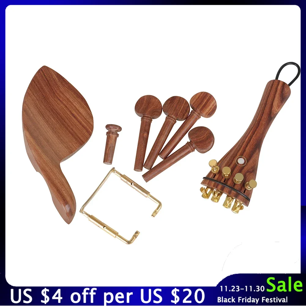 

4/4 Violin Chinrest Tuning Pegs Endpins Chin Rest Tailgut Endpin Kit Set Natural Jujube Wood Musical Instruments Accessories