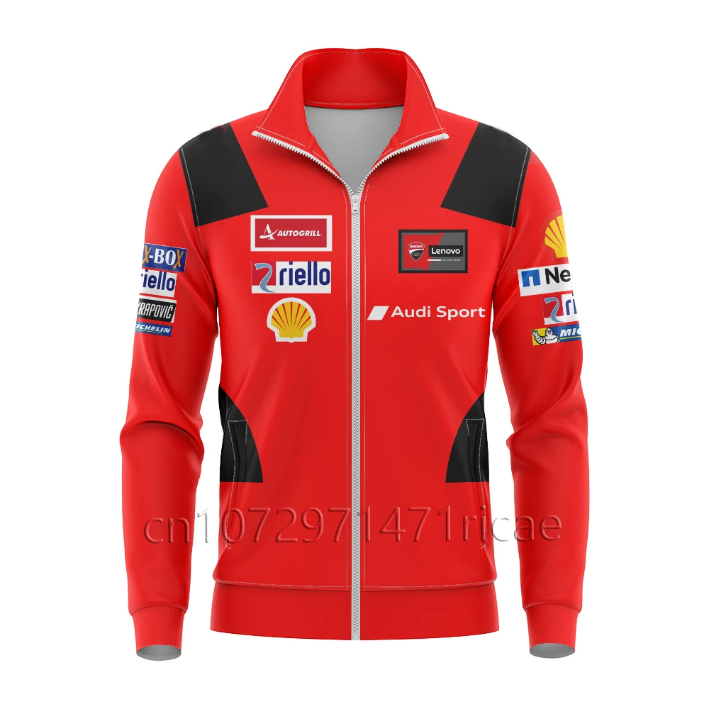 

New Men's Zipper Jacket MOTO GP Outdoor Motorcycle Riding Shirt Red Racing Breathable Super Short Sleeve Hot Ducati Tops