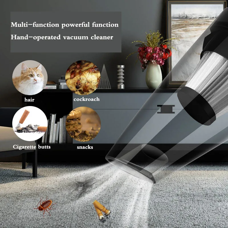 Car handheld vacuum car dual-use portable charging wireless strong suction high power USB cordless handheld vacuum cleaner