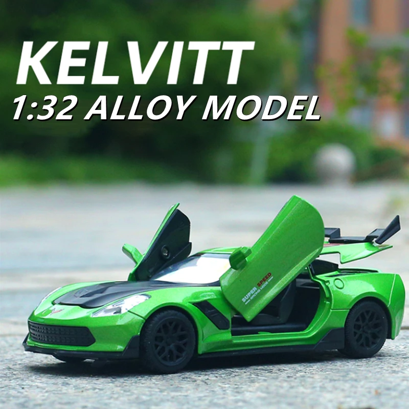 

1:32 Corvette Z06 Alloy Sports Car Model Diecasts Metal Toy Vehicles Car Model Simulation Sound Light Collection Kids Toy Gift