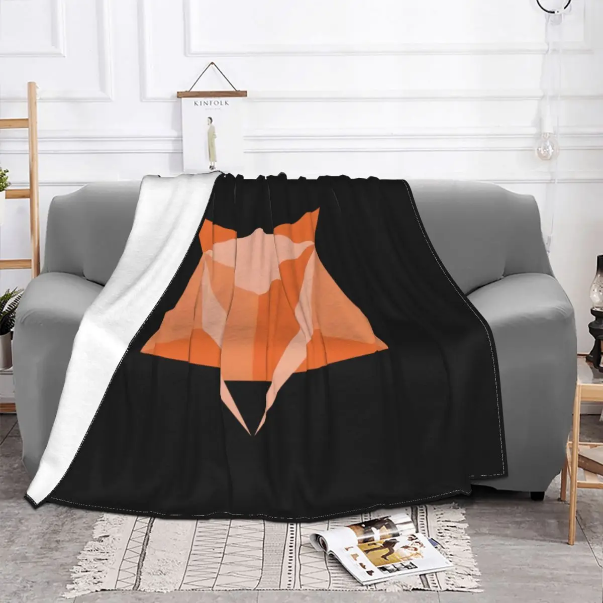 Одеяло из искусственного меха и микрофибры с изображением цифрового лисьего