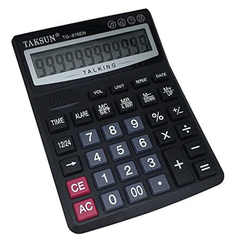 

12 Digit English Talking Calculator With Alarm , Time Show, Check Money
