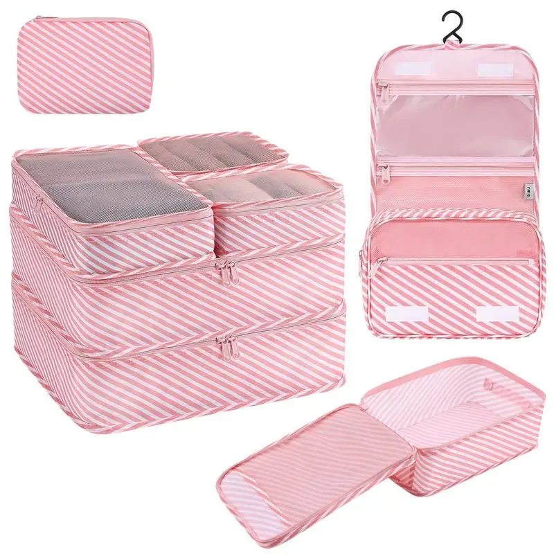 

8pcs Travel Hook Cosmetic Bag Multifunction Travel Cosmetic Bag Women Toiletries Organizer Underwear Storage Bag Makeup Bag