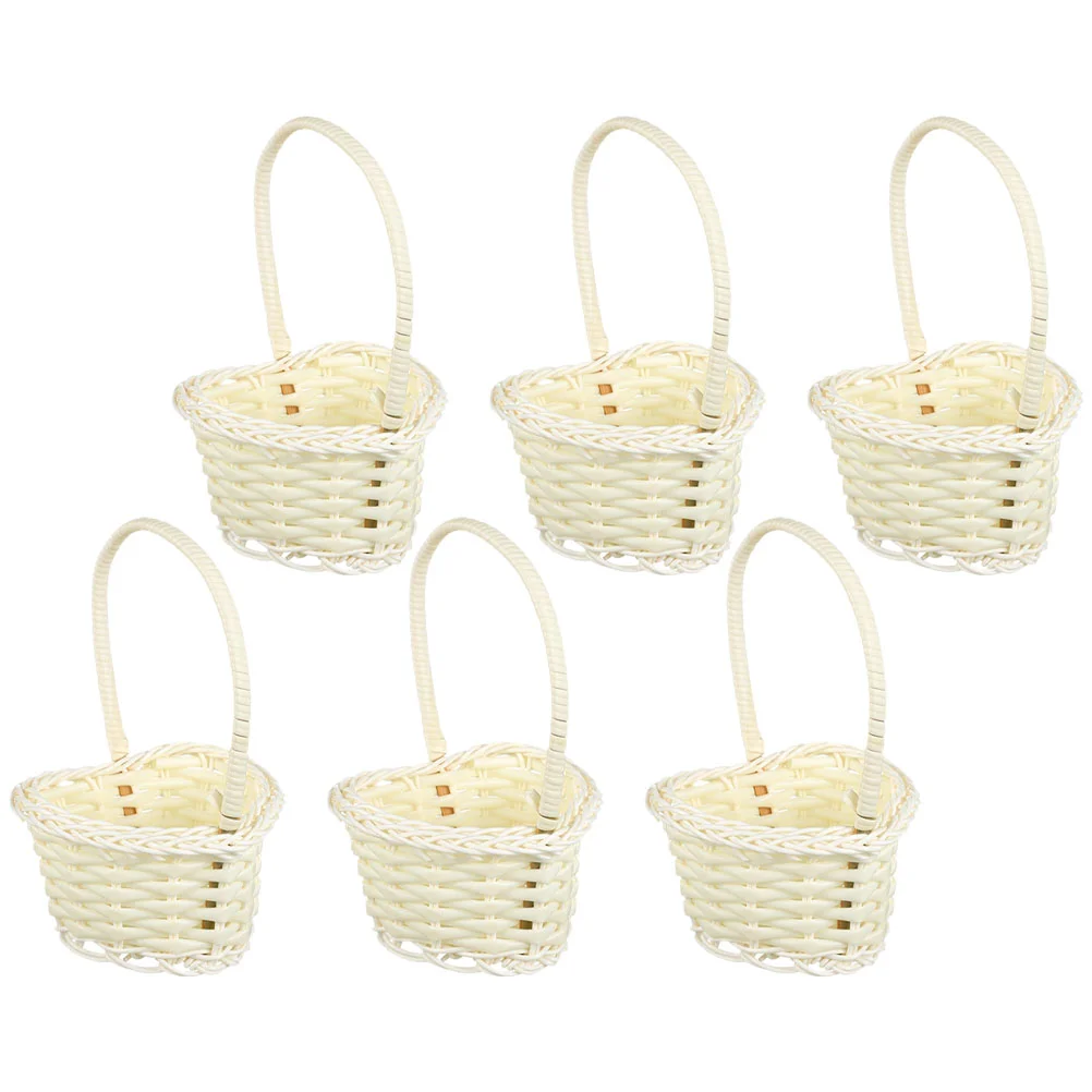 6pcs Party Small Basket With Handle Gift Basket Basket