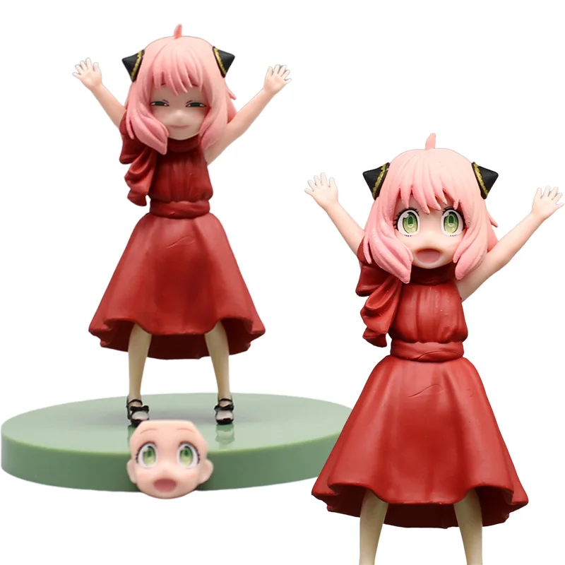 Anya Forger Gk Interchangeable Face Anya Forger Dress Action Figure Pvc Model Figurine Cute Girl Toy Doll