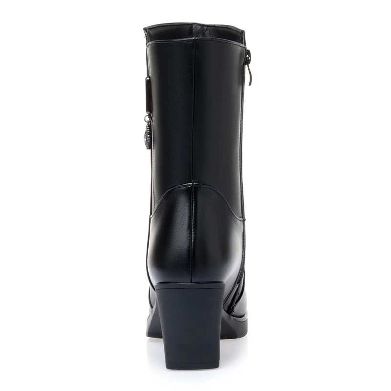 AIYUQI Women Half Boots Wool 2023 Winter New Mid-tube Ladies Motorcycle Boots Fashion Warm Women Snow Boots