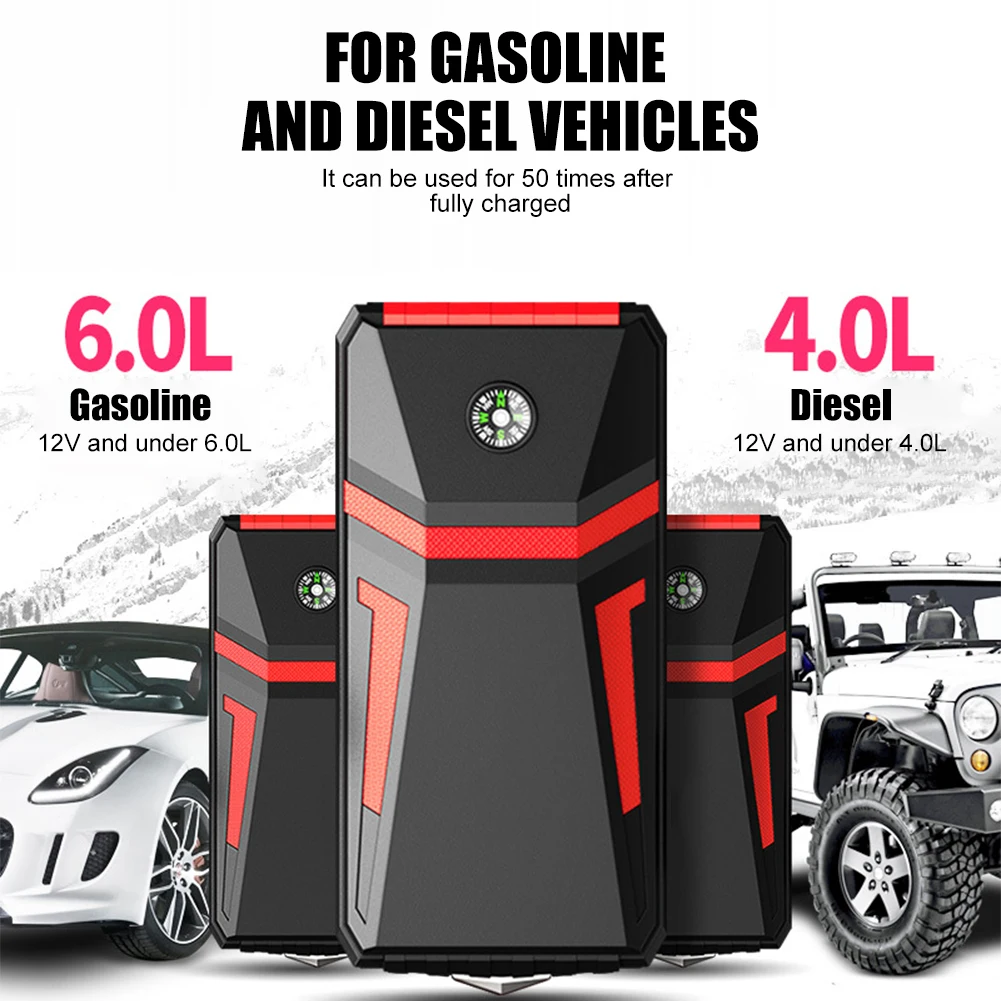 

30000mAh Car Battery Jump Starter Portable Power Bank Battery Booster with LED Flashlight Emergency Starter for Gasoline Diesel