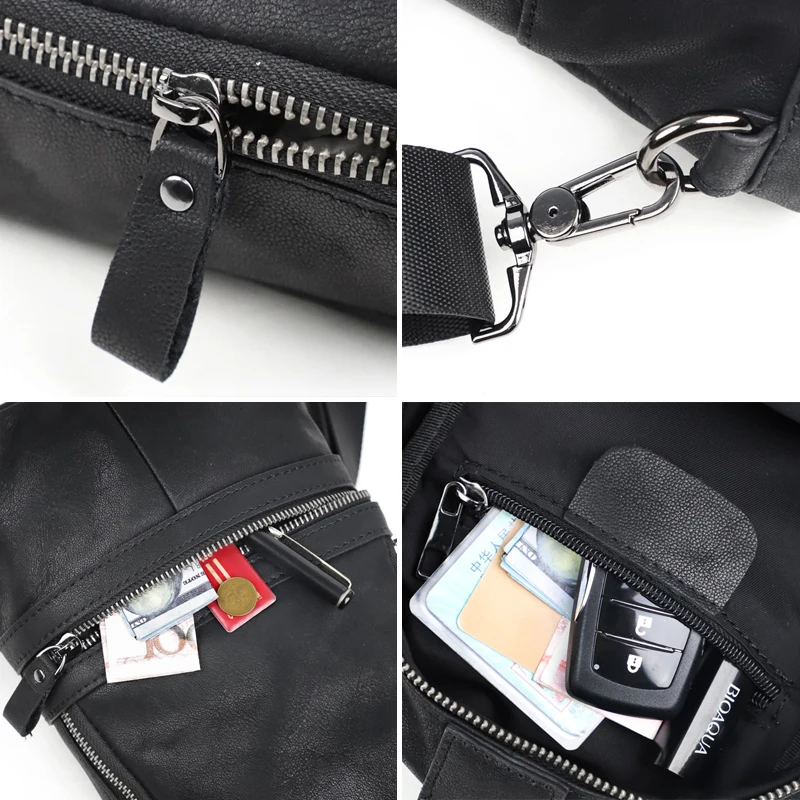 Модная нагрудная сумка через плечо из натуральной кожи мужские спортивные