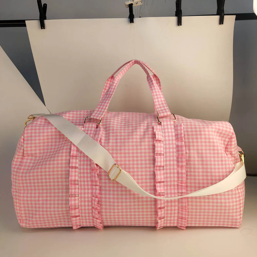 Seersucker Duffle Bag Large Capacity Waterproof Sport Travel Ruffle Duffle Outdoor Fitness Gym Yoga Durable Bag DOM1051956