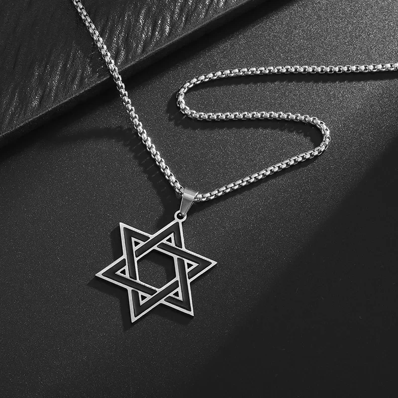 Ожерелье мужское/женское из нержавеющей стали с кулоном в виде шестиугольной