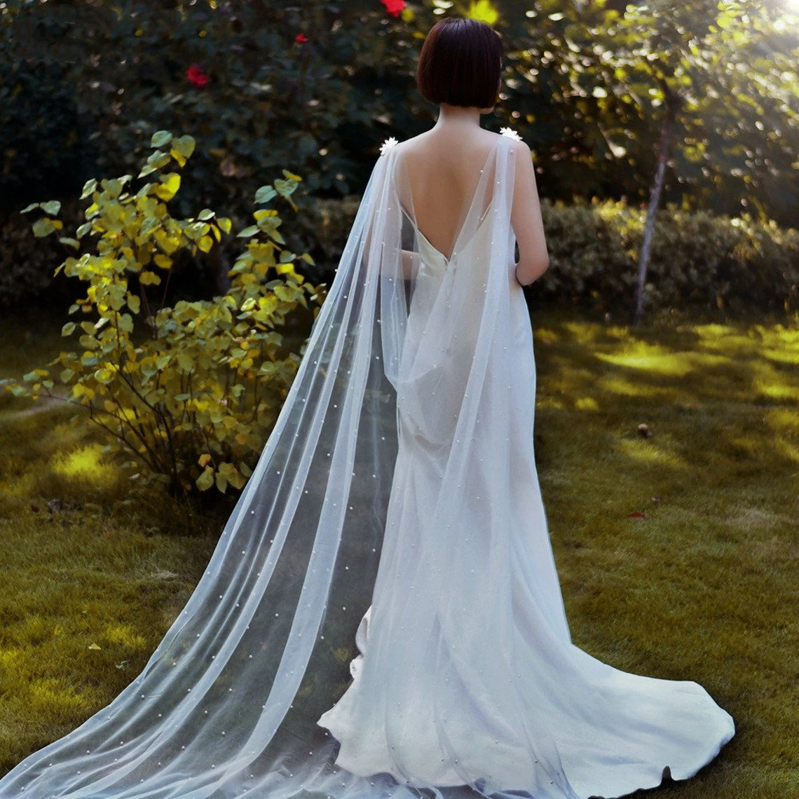 VK SKAIKRU Идеальная свадебная фата цвета слоновой кости с искусственным жемчугом