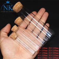 5pcs clear glass test tube dia 202530mm length 100120150200mm flat bottom test tube with cork