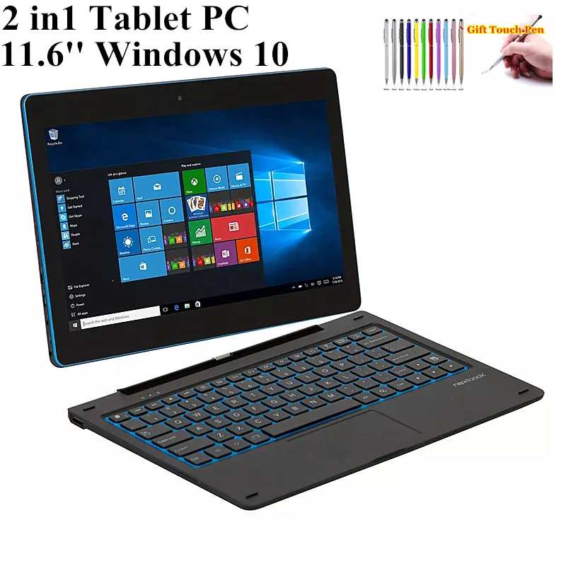 11.6'' Windows 10 Tablet PC  2 in 1 Docking Keyboard 2GB DDR+64GB G12 Z8350 CPU 1366*768 IPS Touch Quad Core Dual Camera