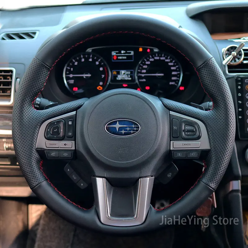 

Hand Stitching Black Leather Car Steering Wheel Cover For Subaru Forester 2015 Legacy XV 2015-2017 Outback 2014-2017