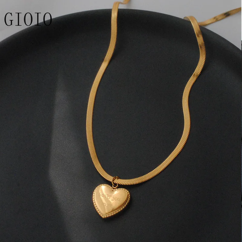 

Цепочка женская из титановой стали, ожерелье с подвеской в форме сердца, букв змеи, ключицы из титановой стали, легсветильник Роскошная и пр...