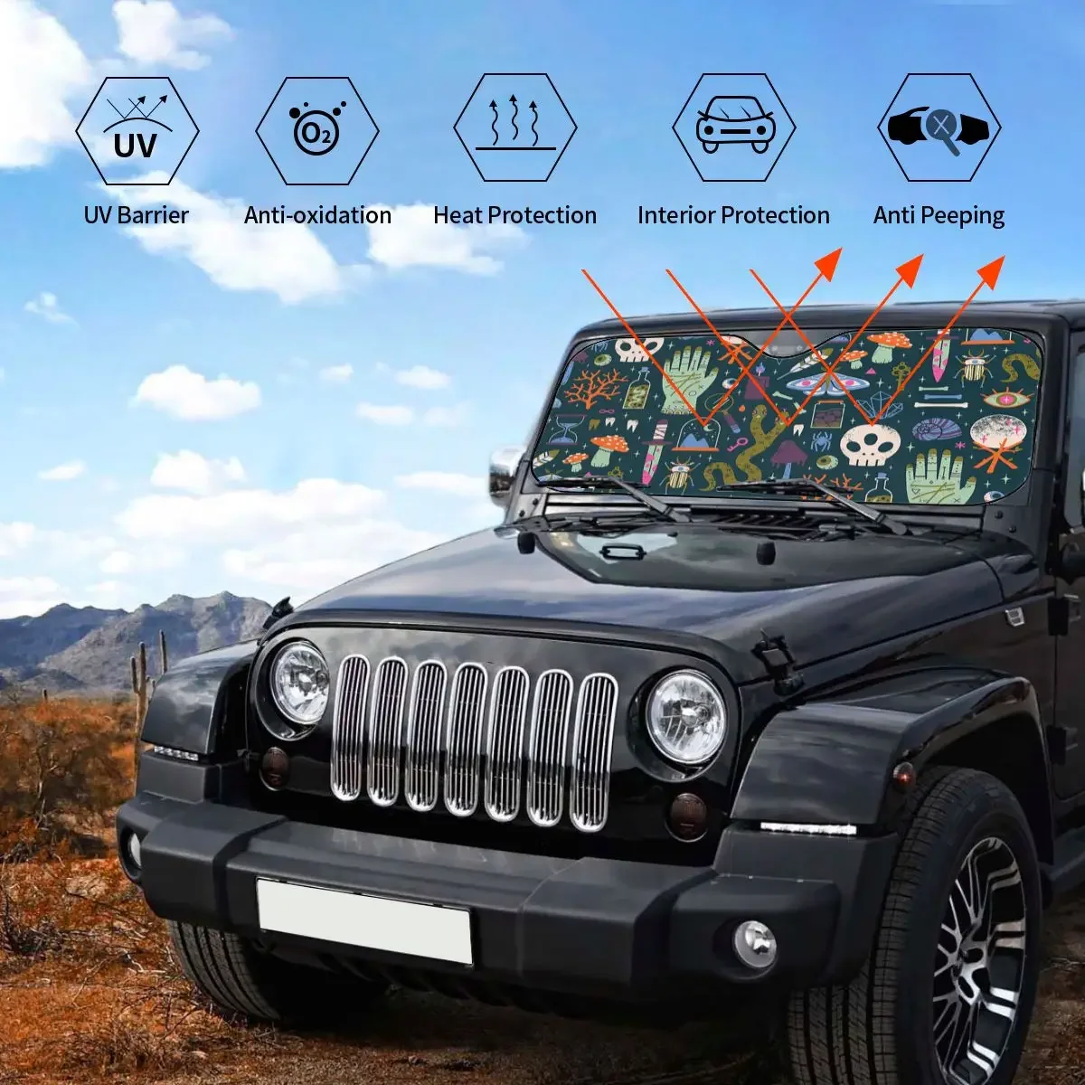 Солнцезащитный козырек в стиле ретро на Хэллоуин любопытства костяной череп Nazar