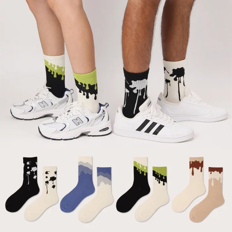 

Модные мужские носки с асимметричным рисунком, стиль A/B, уличные, в стиле хип-хоп, мужские хлопковые носки для скейтборда, дышащие, в стиле Харадзюку, мужские носки