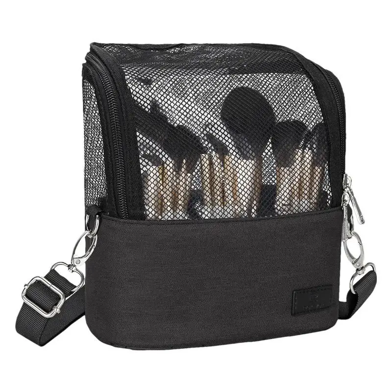 

Stand-Up Makeup Cup Waterproof Makeup Case Makeup Brush Holder With Shoulder Strap And Adjustable Divider Makeup Brush Bag
