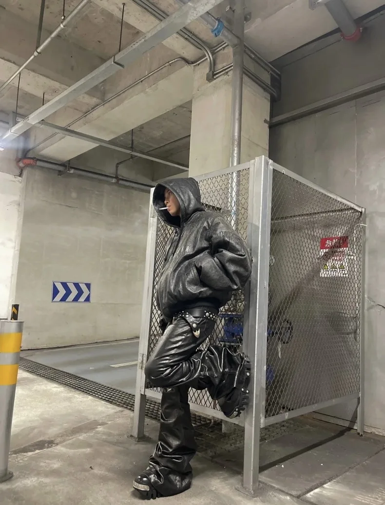 Джинсы мужские с масляным воском повседневные брюки-карго из хлопка покрытием