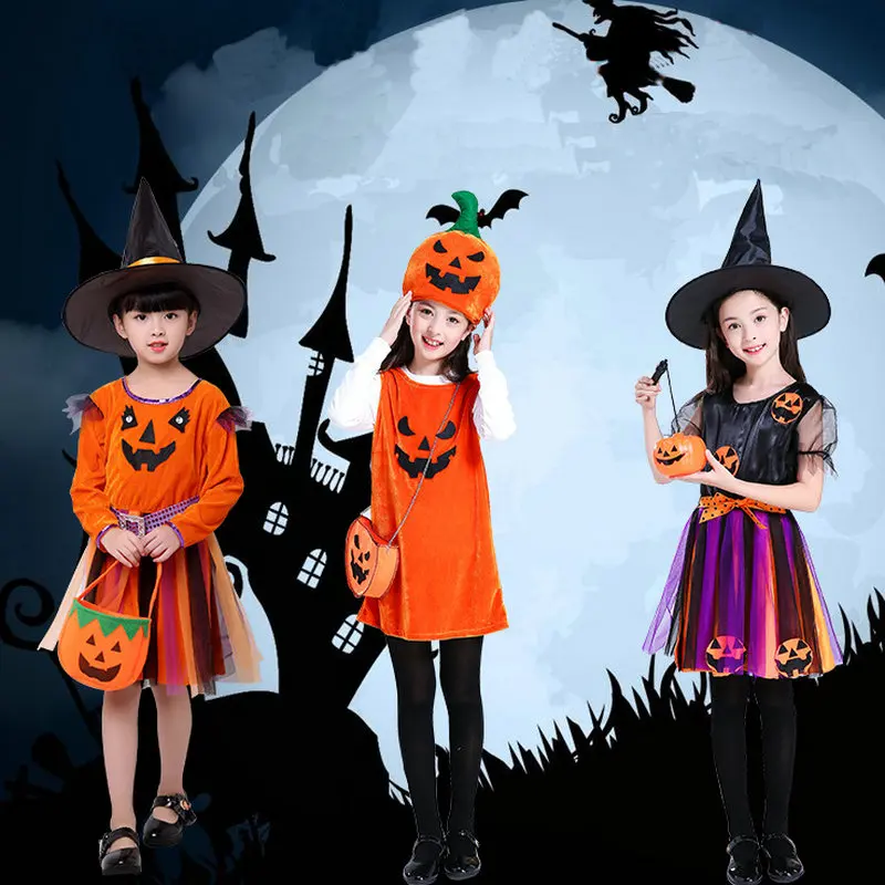 Детский костюм для косплея на Хэллоуин накидка с тыквой плащ ведьма волшебник
