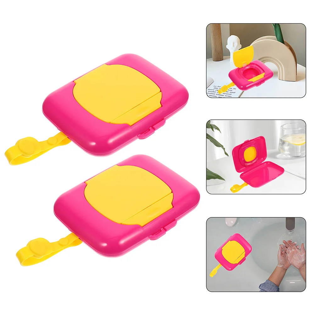 

2 Pcs Wipe Box Wipes Dispensers Travel Convenient Tissue Case Portable Holder Diaper Bag Cases Baby Wet