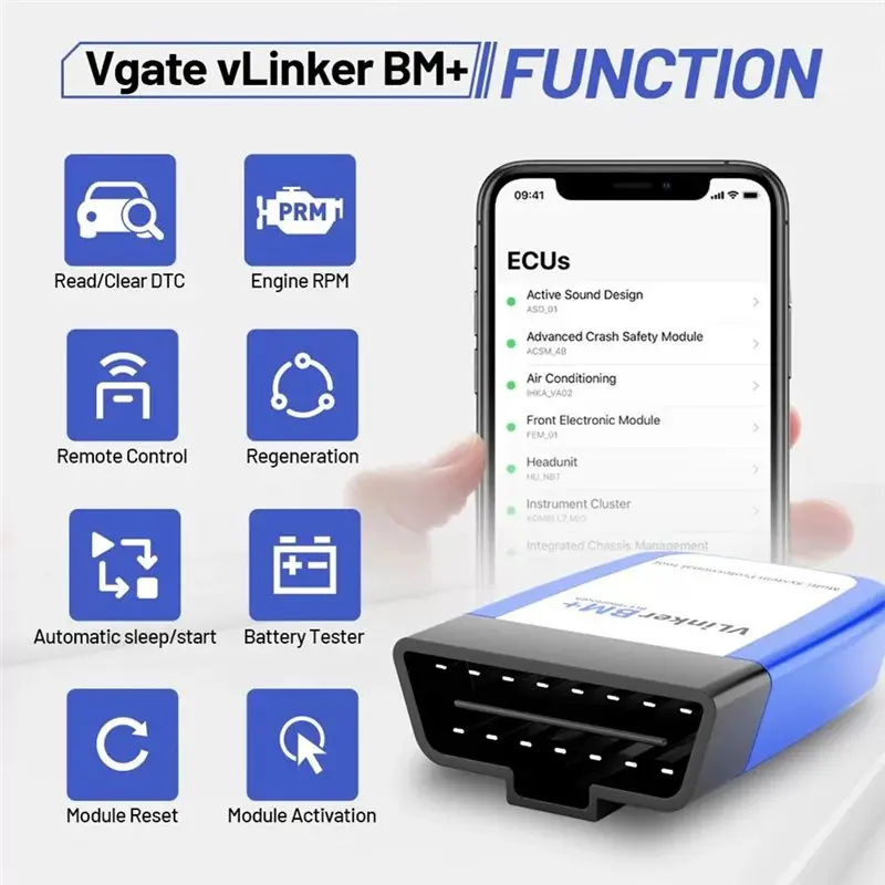 Фото Vlinker для BMW BM+ OBD-сканер для диагностики автомобилей, поддерживает Bimmercode, также подходит для электромобилей. №4