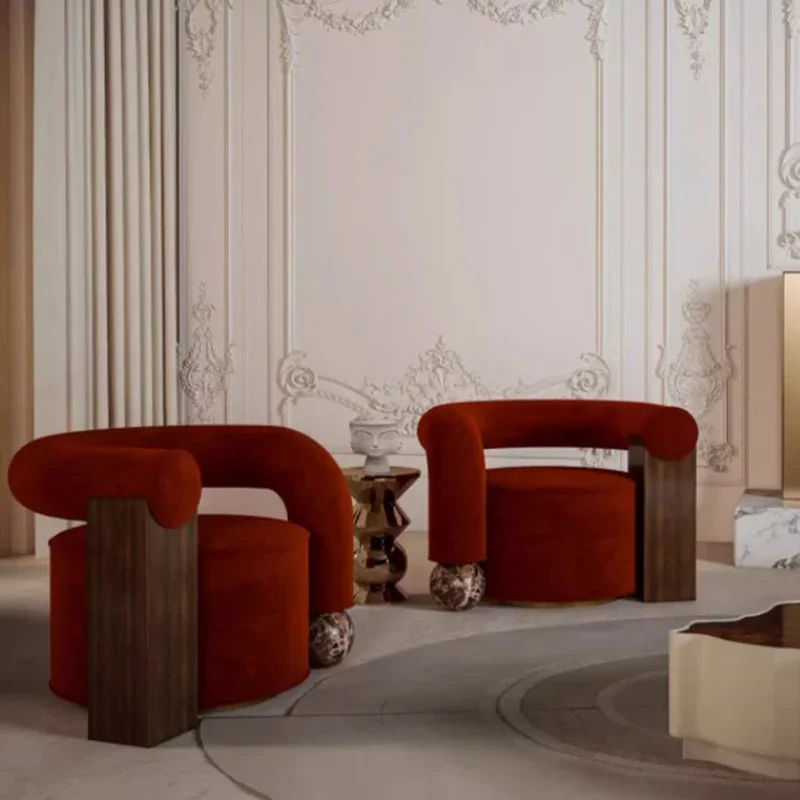 Красный удобный трендовый стул подлокотник губка дизайн красоты для чтения