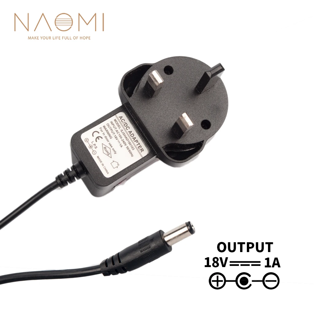 

NAOMI Power Supply Charger 18V 1A UK Power Supply Adapter Charger Black For Guitar Effects Pedal Parts UK Plug Guitar Accessory
