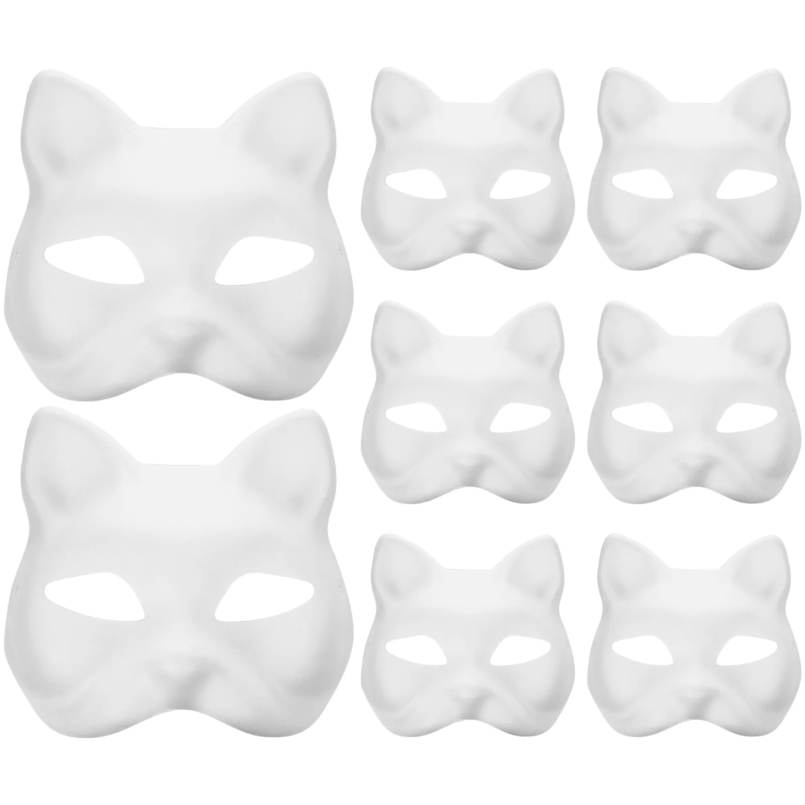 

8 Pcs Pulp Blank Mask DIY Unpainted Masquerade Props Graffiti White Party Paper Supplies Lovers Paintable Cat Animal