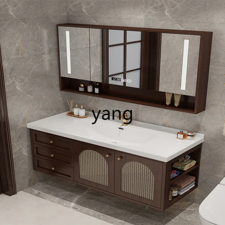 L мм новый китайский дубовый шкаф для ванной комнаты из массива дерева ротанга