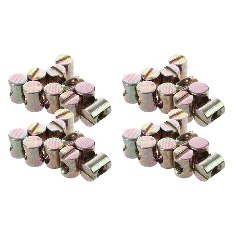 

Hot SV-40Pcs M6 Barrel Bolts Cross Dowel Slotted Furniture Nut For Beds Crib Chairs