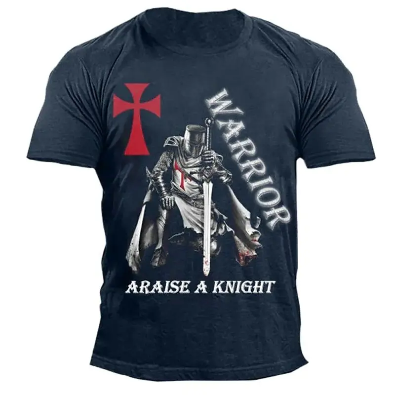 

Refreshing Summer Men's Short Sleeve Armor Warrior 3D Printed Round Neck Large Sport Casual Loose T-shirt Quick Drying Material