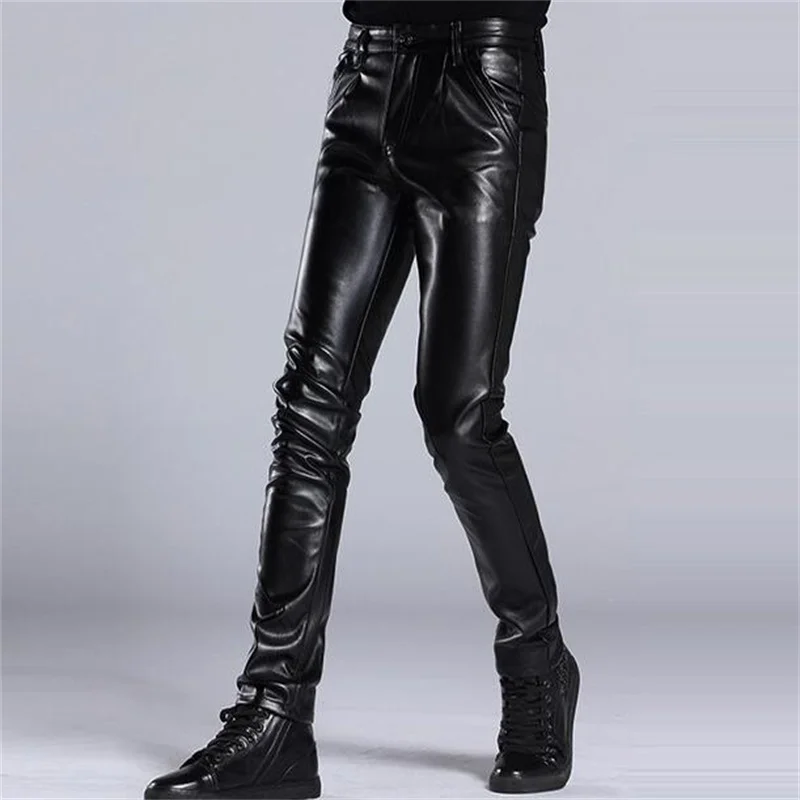 Leather pants men tight trousers pantalones hombre cargo motorcycle pants for men 2020 spring and autumn fashion pantalon homme