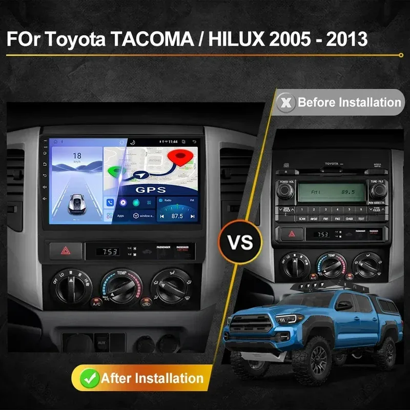 Фото Автомагнитола Android для Toyota Tacoma 2 HILUX 2005-2015, мультимедийный проигрыватель с GPS-навигацией, Carplay, экран, автомагнитола №2