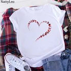 Женская хлопковая футболка с коротким рукавом, круглым вырезом и принтом сердечек