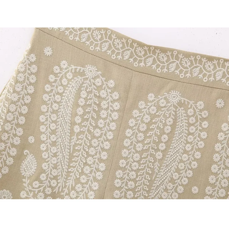 TRAF 2023 Embroidered Shorts Women Summer Bermuda Shorts Woman Beach High Waist Shorts for Women Streetwear Casual Shorts Women