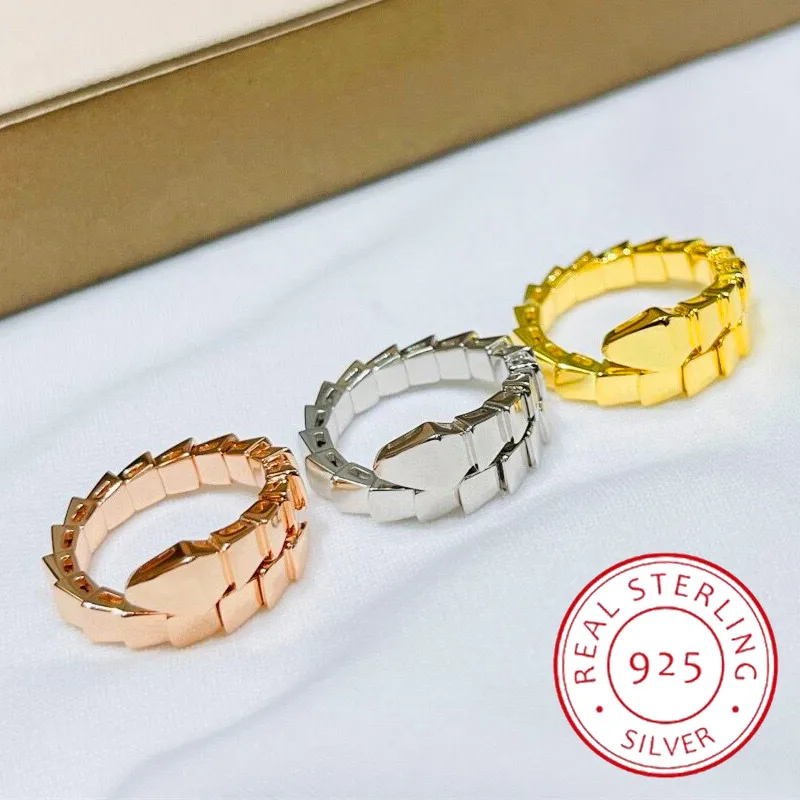 

Hot Selling Classic 925 Sterling Silver Naked Snake Bone Ring Women's Personality Simple Fashion Brand Exquisite Jewelry