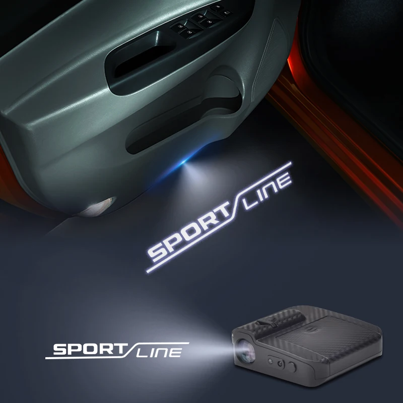 

SPORT LINE Logo Wireless Courtesy Car Door Projector LED Welcome Lights For Skoda Kodiaq Yeti Octavia Superb Fabia Kamiq Decor