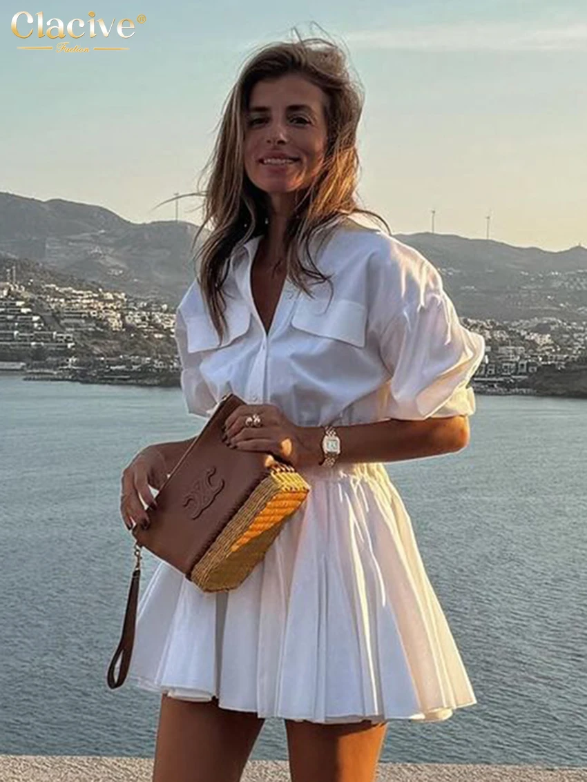 Clacive Белое хлопковое платье