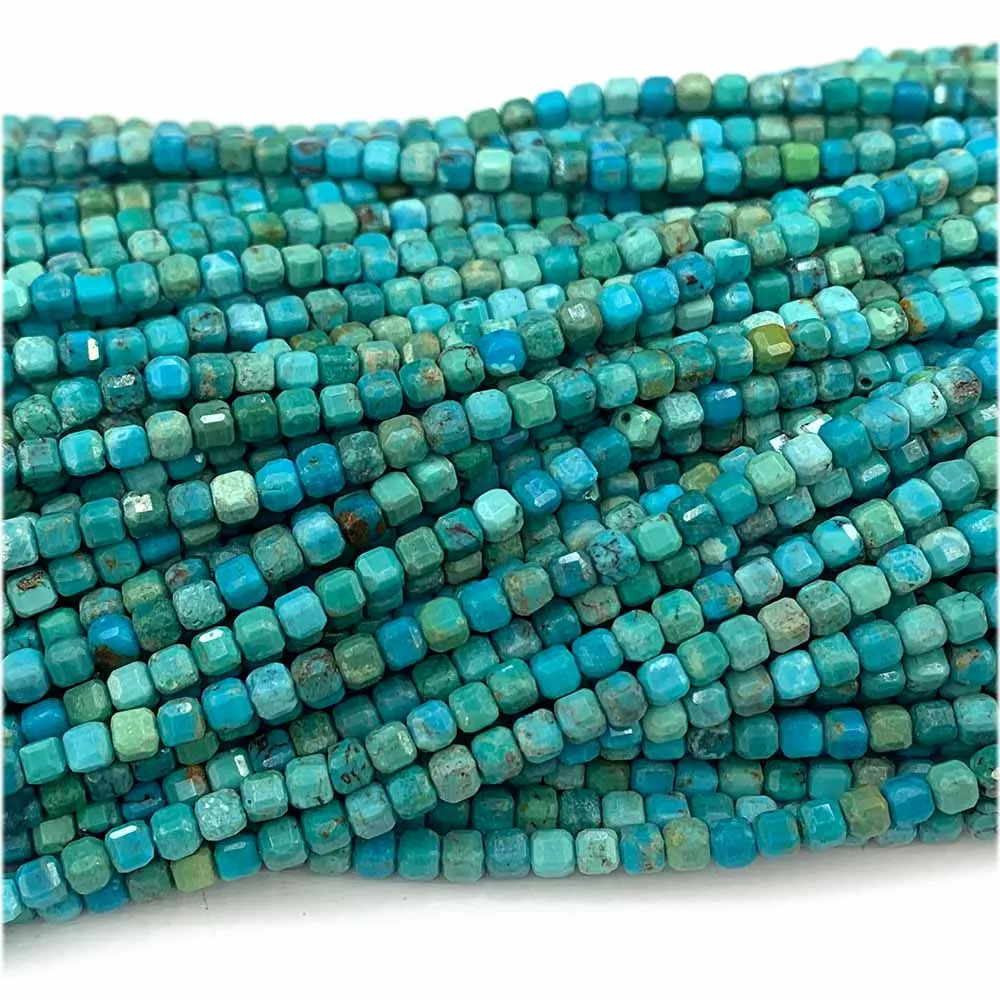 

Veemake Blue Turquoise Edge Cube Faceted Beads For Jewelry Making Natural Stones Gemstones DIY Necklace Bracelets Earrings 07794