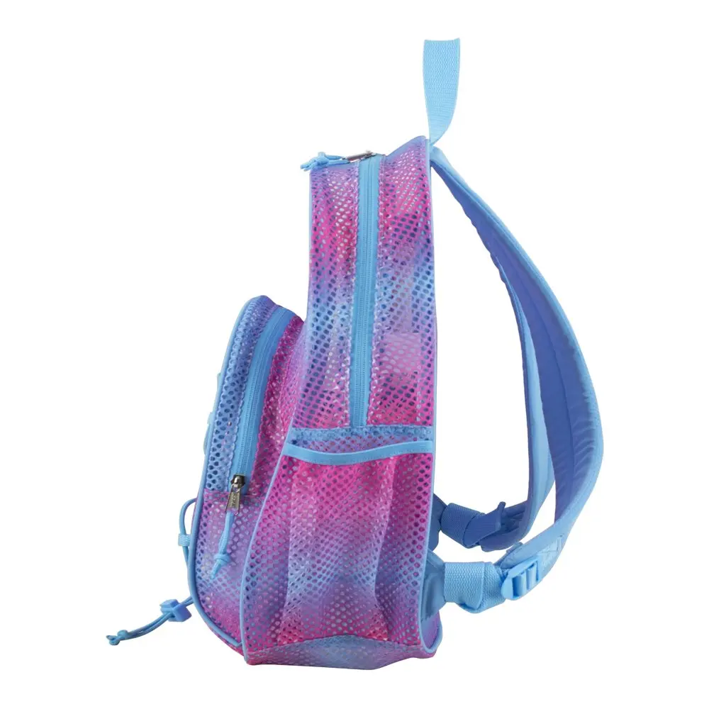 Unisex Mesh Bungee Backpack with Padded Shoulder Straps, Pink Blue