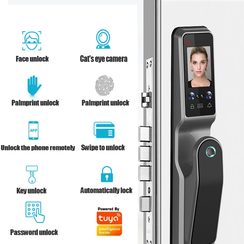 

TUYA WIFI face smart lock palmprint vein fingerprint magnetic card password key automatic household electronic lock