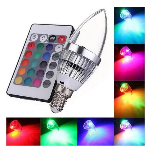 E27 E12 E14 светодиодная лампочка s RGB 3 Вт 16 цветов сменная лампа свеча с дистанционным