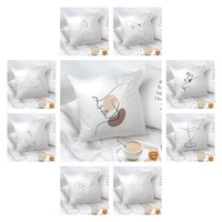 white brief strokes cushion cover squishmallow square pillowcase polyester for home decor throw pillow sofa bed couch 45x45cm