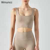 wmuncc 2022 summer sports underwear shockproof crop top womens with chest pad wear fitness running yoga vest bra